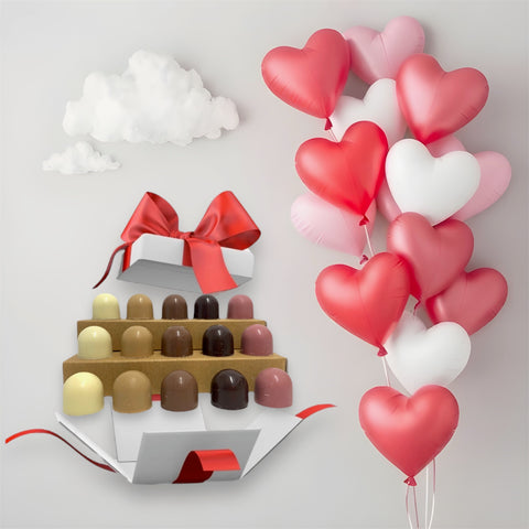 Cutie cu 15 bomboane de ciocolata artizanala editie Valentine's Day