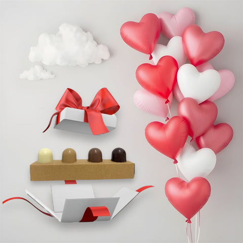 Cutie cu 4 bomboane de ciocolata artizanala din colectia Valentine's Day